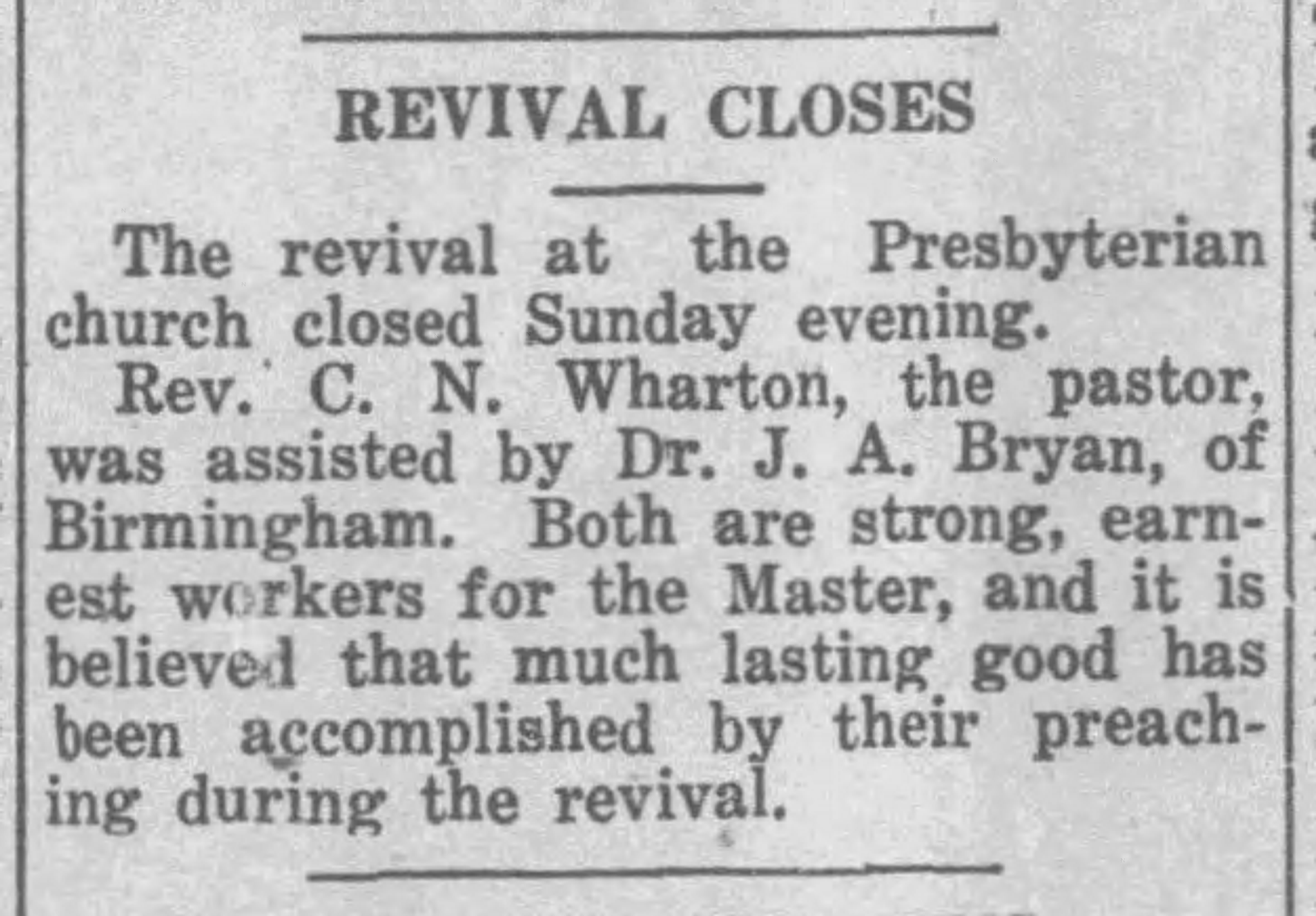 Revival Closes
